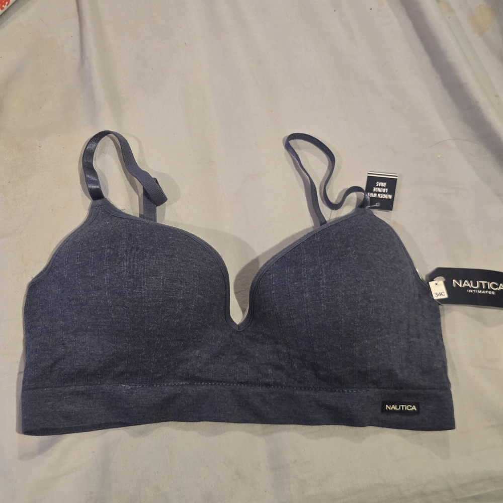 Nautica 34C Women's T-Shirt Bra. Hidden Wire Lounge Bra. New With Tags